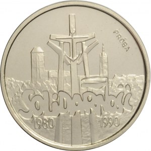 Polska, III RP, 20000 złotych 1990, 10 lat Solidarności, próba niklowa, UNC, WYŚMIENITE!