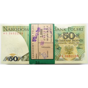 Polska, PRL, paczka bankowa 50 złotych 1988, seria HS