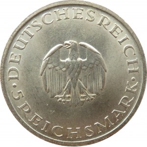 Niemcy, Republika Weimarska, 5 marek 1929 A, Berlin, Lessing, UNC-