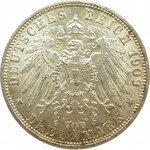 Niemcy, Schwarzburg-Sonderhausen, Karl 3 marki 1909, Berlin, edycja pośmiertna