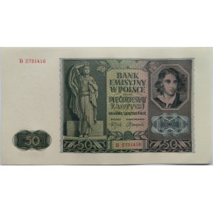 Polska, Generalna Gubernia, 50 złotych 1941, seria B, UNC/UNC-