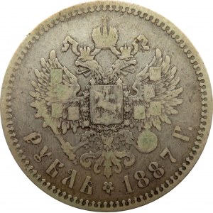 Rosja, Aleksander III, 1 rubel 1887, Petersburg, rzadszy rocznik