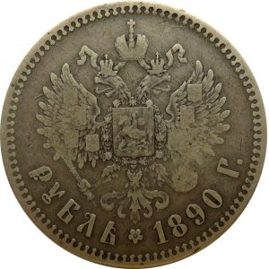 Rosja, Aleksander III, 1 rubel 1890 AG, Petersburg