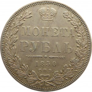 Rosja, Mikołaj I, 1 rubel 1850 PA, Petersburg, bardzo ładny