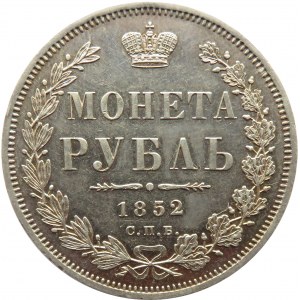 Rosja, Mikołaj I, 1 rubel 1852 PA, Petersburg, bardzo ładny