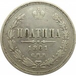 Rosja, Aleksander II, połtina 1861 FB, Petersburg, rzadka R1!!
