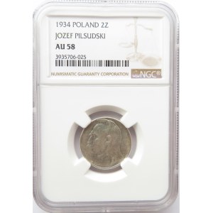 Polska, II RP, J. Piłsudski, 2 złote 1934, NGC AU58