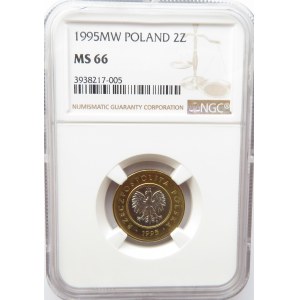 Polska, III RP, 2 złote 1995, NGC MS66