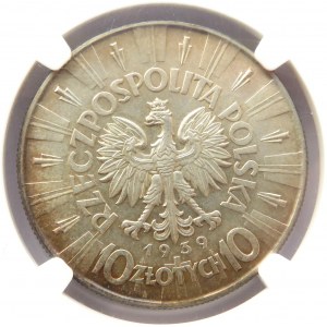 Polska, II RP, Józef Piłsudski, 10 złotych 1939, NGC MS61