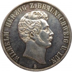 Niemcy, Braunschweig-Wolffenbuttel, Wilhelm IV, 2 talary 1856 B, Brunszwik, stempel lustrzany