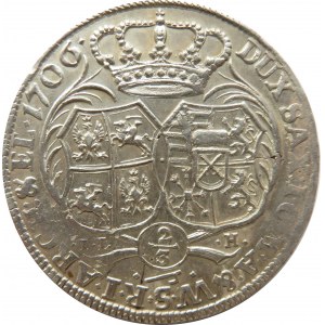August II Mocny, 2/3 talara (gulden) 1706, Drezno, tzw. Cosel-gulden, rzadki