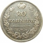 Rosja, Mikołaj I, 20 kopiejek 1814 MF, Petersburg, rzadszy rocznik w ładnym stanie