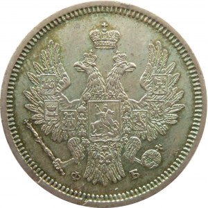 Rosja, Aleksander II, 20 kopiejek 1856 FB, Petersburg, bardzo ładne