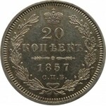 Rosja, Aleksander II, 20 kopiejek 1857 FB, Petersburg