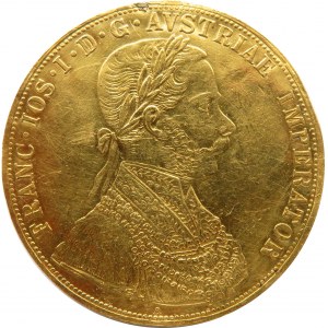 Austro-Węgry, Franciszek Józef I, 4 dukaty 1871 A, Wiedeń, rzadkie