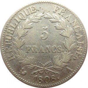 Francja, Napoleon Bonaparte, 5 franków 1808, Paryż