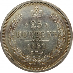 Rosja, Aleksander II, 25 kopiejek 1861 FB, Petersburg, rzadki rocznik