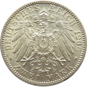 Niemcy, Badenia, 2 marki 1906 D, Złote Gody, Monachium, UNC