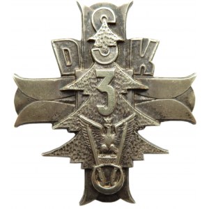 Polska, II RP na obczyźnie, Odznaka 3 Dywizja Strzelców Karpackich, alpaka, FM Lorioli Milano Roma 