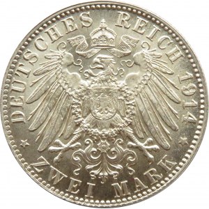 Niemcy, Bawaria, Ludwig, 2 marki 1914 D, Monachium, UNC