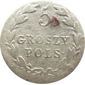 Aleksander I, 5 groszy 1823 I.B., rzadszy rocznik, Warszawa 