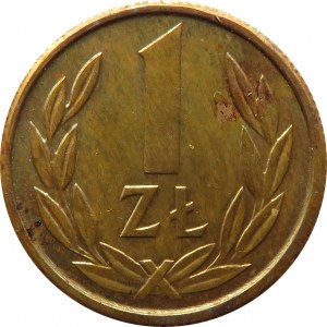 Polska, PRL, moneta-wpinka, wybita stemplem 1 złotego 1989 na krążku z brązu, RZADKOŚĆ!