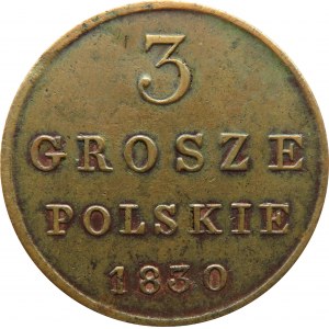 Mikołaj I, 3 grosze 1830 F.H., Warszawa, ładne