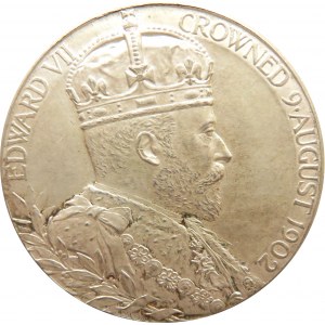 Wielka Brytania, medal koronacyjny Edward VII i Alexandry, 9 sierpnia 1902, srebro