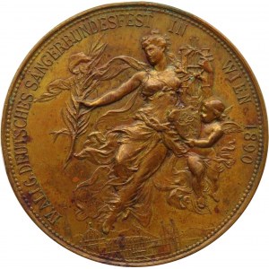 Austria, medal z Wystawy w Wiedniu 1890, syg. J. Schwerdtner, super stan!