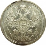 Rosja, Aleksander III, 20 kopiejek 1880 HF, Petersburg, rzadki rocznik, UNC