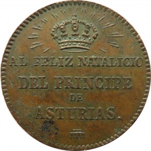 Hiszpania, żeton z okazji urodzin następcy tronu księstwa Asturii, Alfonsa, 1858