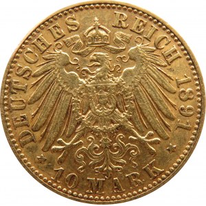 Niemcy, Saksonia, Albert, 10 marek 1891 E, Muldenhütten