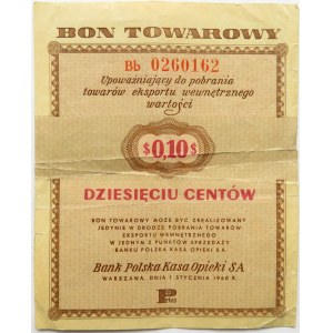 Polska, PeWeX, 10 centów 1960, seria Bb, bez klauzuli na rewersie, rzadkie