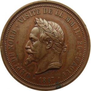 Francja, Napoleon III, medal upamiętniający wystawę międzynarodową w Paryżu w 1867 roku