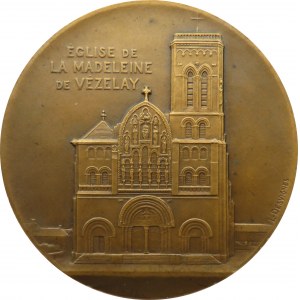 Francja, medal, bazylika p w św. Marii Magdaleny w Vezelay, brąz