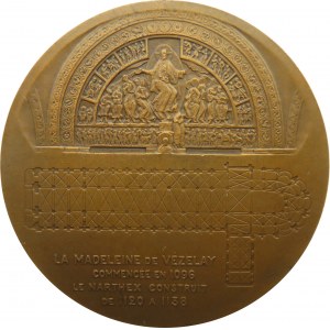 Francja, medal, bazylika p w św. Marii Magdaleny w Vezelay, brąz