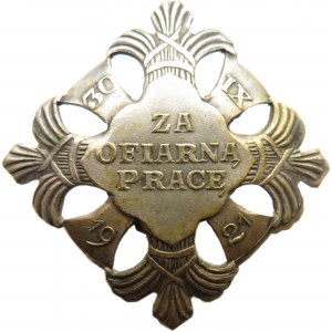 Polska, II RP, odznaka Za ofiarną pracę 30 IX 1921, brak nakretki