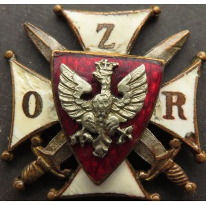 Polska, II RP, miniaturka odznaki Związku Oficerów Rezerwy, numerowana 781, Zjednoczeni Grawerzy