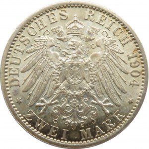 Niemcy, Hesja, 2 marki 1904, Berlin, 400-lecie urodzin ks. Filipa, UNC 