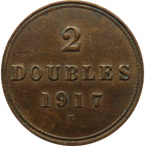 Guernesey, 2 doubles 1917, Birmingham, najrzadszy rocznik