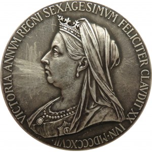 Wielka Brytania, medal 60 lat panowania królowej Wiktorii, srebro, średnica 55 mm
