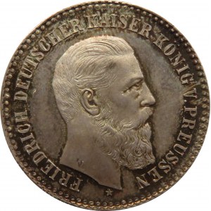 Niemcy, Prusy, srebrny medal z okazji śmierci Fryderyka II w 1888, stempel lustrzany, UNC
