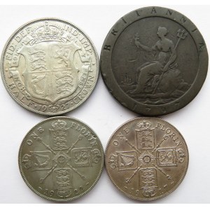 Wielka Brytania, zestaw 4 monet, Jerzy III, Jerzy V