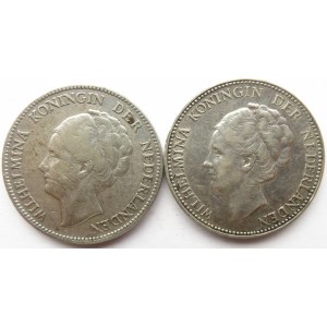Holandia, Wilhelmina, zestaw 2 monet po 1 guldenie 1922 i 1923