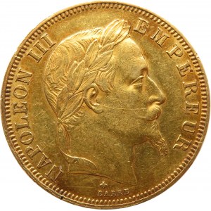 Francja, Napoleon III, 50 franków 1868 A, Paryż, rzadkie
