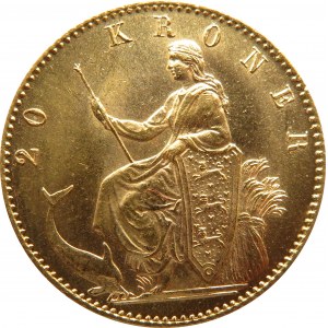 Dania, Christian IX, 20 koron 1873 CS, UNC