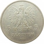 Polska, II RP, 5 złotych 1928 Nike, Bruksela, odmiana bez znaku mennicy