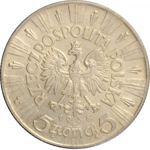 Polska, II RP, Józef Piłsudski, 5 złotych 1938, UNC