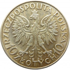 Polska, II RP, głowa kobiety, 10 złotych 1932 bez znaku mennicy