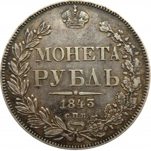Rosja, Mikołaj I, 1 rubel 1843 A Cz, Petersburg, bardzo ładny